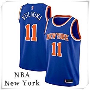 NBA New York Frank Ntilikina 11 Jersey Tank in Blue with Orange